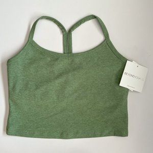 BEYOND YOGA Spacedye Slim Racerback Cropped Tank M NWT -Rosemary Heather